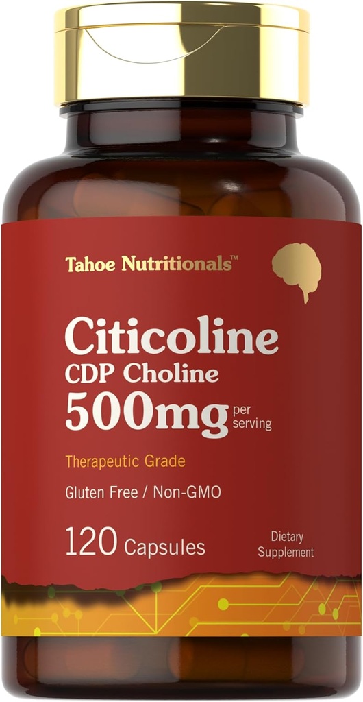 Tahoe Nutritionals Citicoline 500mg | 120 Kapsüller | CDP Choline Təhlükəsizlik Grade | Gluten Free, Non-GMO
