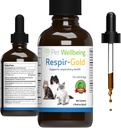 Pet Wellbeing Respir-Gold pentru pisici - Suporturi respirație sănătoasă, Open Airways, Suport respirator, Negru Cumin, Horehound, Grindelia - Suplimentul Herbal cu model veterinar 2 fl oz (59 ml)