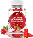 Creatine Monohydrate Gummies for Men & Women, Chewables Creatine Creatine Monohydrate for Muscle Strength, Muscle Builder, Energy Boost, Sugar Free, Vegan, Strawberry Flavor-60 Count