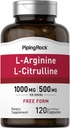 Piping Rock L-Arginin L-Citrulline dodatek 124; 1500 mg Dublinum 124; 120 Kapsle 124; pro muže a ženy 124; Non- GMO, gluten zdarma
