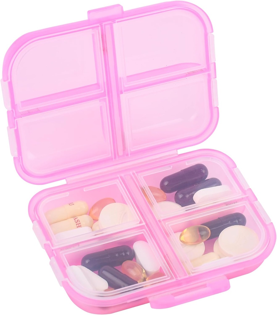 Travel Pill Organizer Small 8 Grid Commodities Pill Holder Box - Hordozható gyógyszeres konténer Case - Daily Weekly Medication Organizer