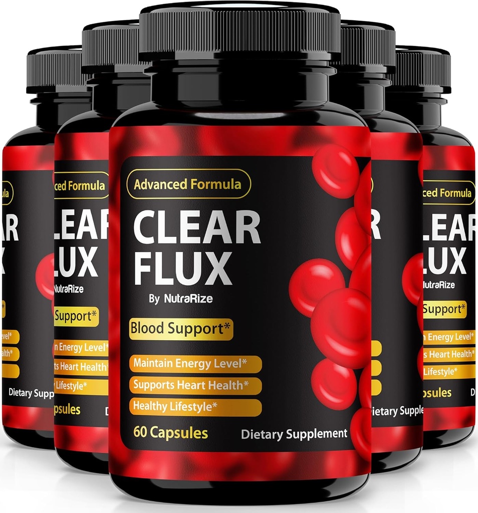 (5 Pack) Clear Flux Pills, Official ClearFlux Capsules, All-Natural Support, Premium Support to Maintain Stable Levels & Healthy Circulation, Natural Clear Flux Health Review (300 Capsules)