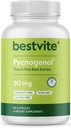 BESTVITE Pycnogenol 50mg (60 kapslí) - Francouzský námořní pine Bark Extract - No Stearates - Gluten Free - Non GMO