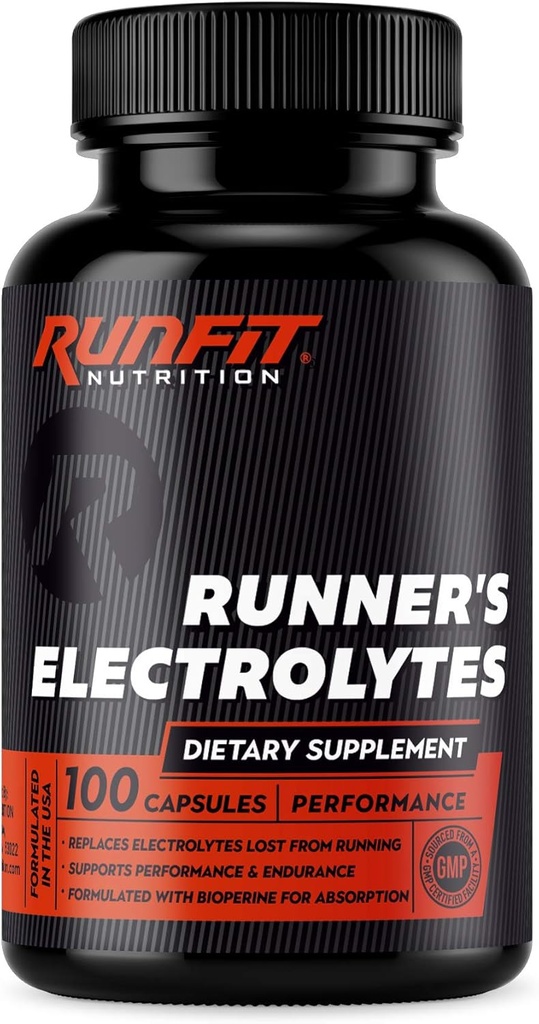Runner's Electrolytes - Stop Cramps Now - Boosts Endurance & Stops Muscle Fatigue - Salt Electrolyte Pills - Boosts Hydration - Replenishes Exact Electrolytes Lost While Running - 100 Capsules