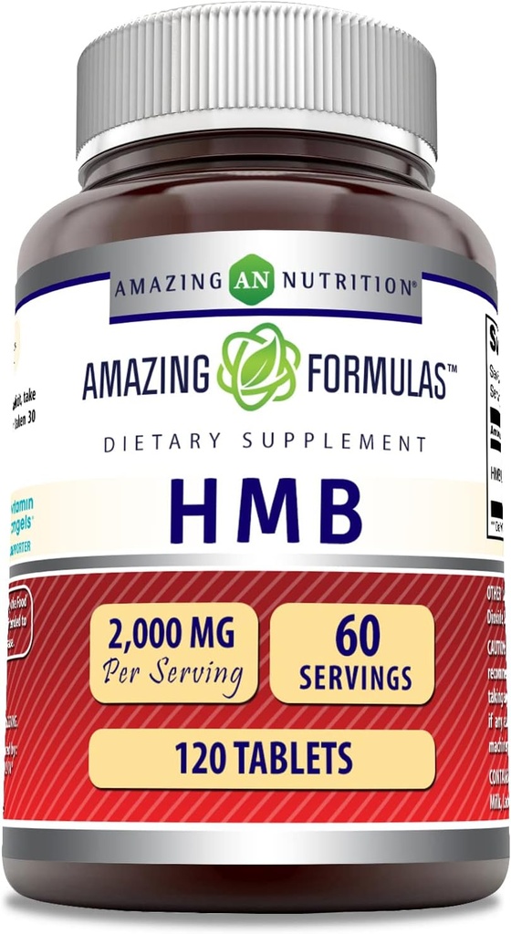 Amazing Formler HMB (Beta-Hydroxy Beta-Metylbutyrat) Supplement 2000 Mg Per Serving | 120 Tabletter | Ikke-GMO | Glutenfri |