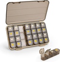 Pill Organizatorius 4 Times Diena, 7 Diena Pill Box 4 Times A Diena - Acedada Savaitės medicinos dėžutė Organizatorius su atskiru atveju, Nešiojamieji Kasdienių pil konteineris Vitaminas žuvų aliejus papildai, Ruda
