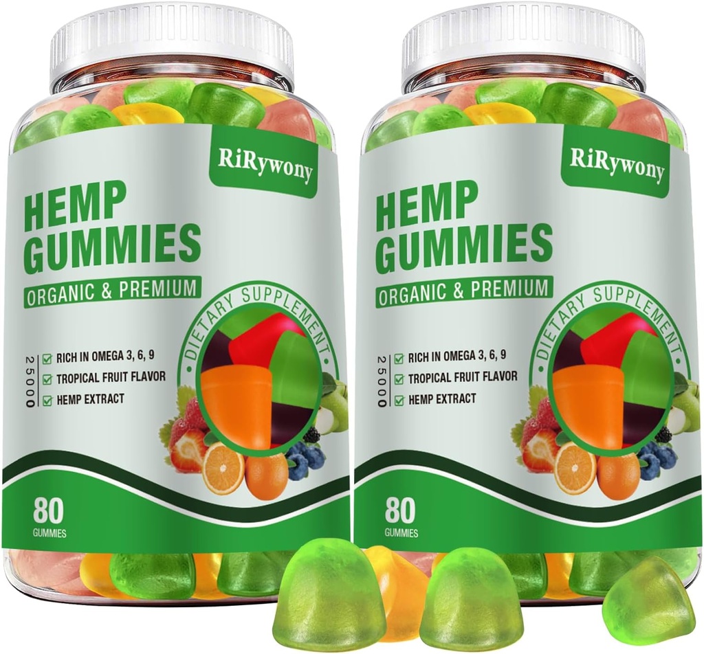 Gummies canapa per il sonno, dolore, ansia ad alta potenza gommie commestibili ad alta resistenza Estratto di olio di canapa biologico Gomma vegana (2 pacchetti)