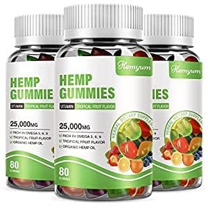 Hemp Gummies (3 Packs), High Potency Edible Gummies Extra Strength Mood Focus Calm Organic Hemp Oil Extract Vegan Bear Gummy - 240 Counts Candy