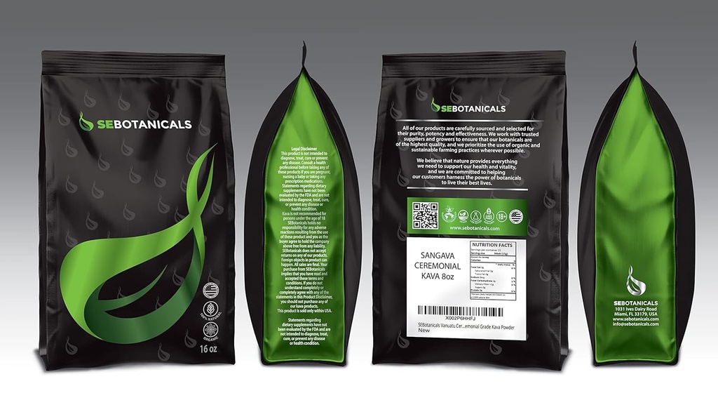 SEBotanicals Vanuatu Sangava Ceremonial Kava Tea Powder (8oz) 1 pouch - Vanuatu Kava - Kava Powder - Sangava Ceremonial Grade Kava