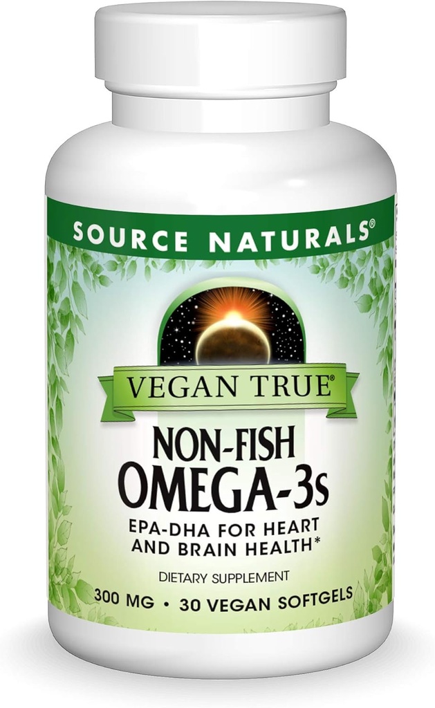 Source Naturals Vegan True, Non-Fish Omega-3 s, EPA- DHA Supports Heart and Brain Health *, 300 mg - 30 Vegan Softgels