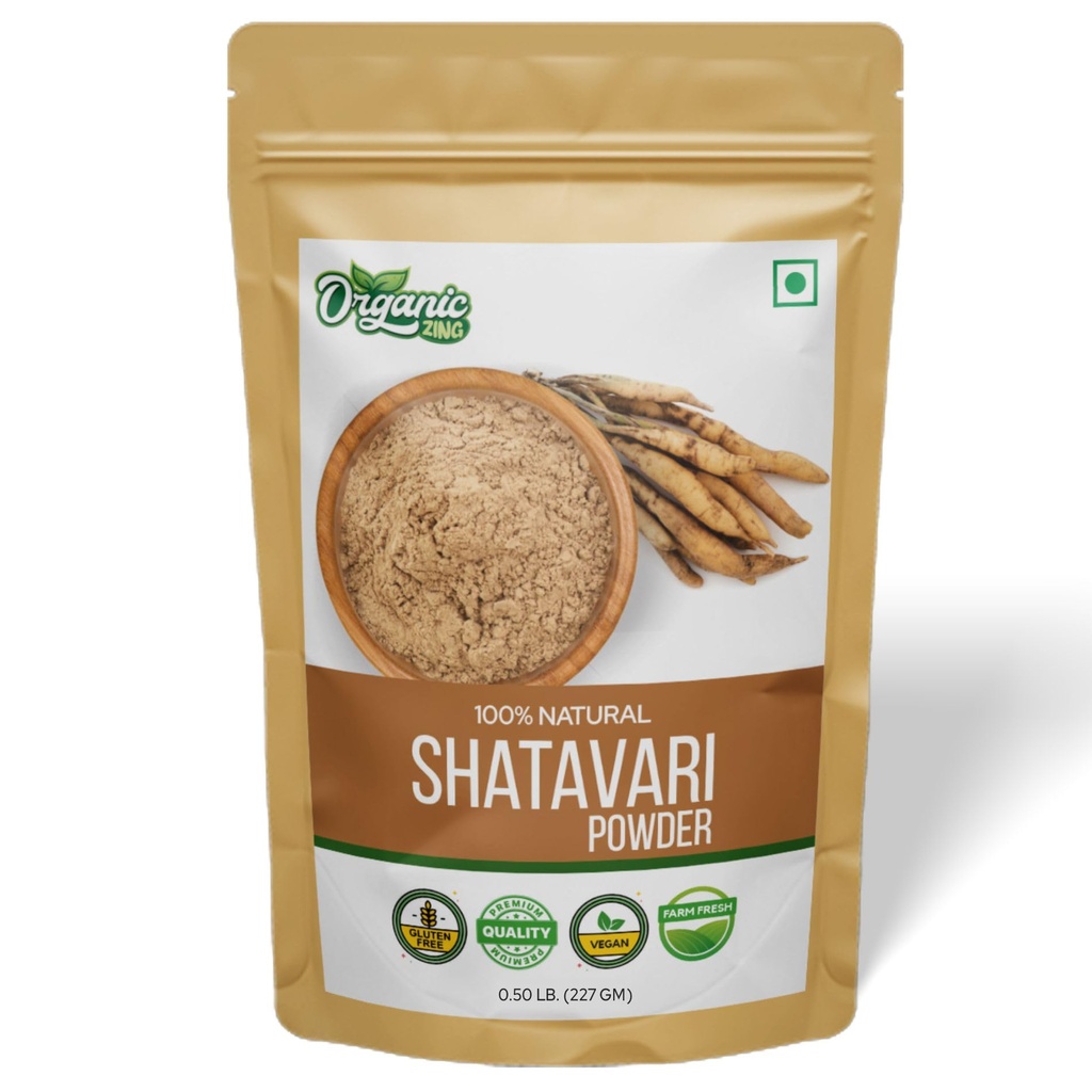 Organic Zing Shatavari Powder (227 g / 8 oz) - Food Grade Premium Herbal Powder for Smoothies Tea Mixes and Everyday Wellness Recipes