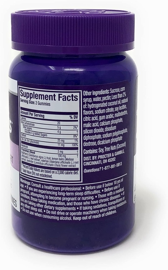 Vicks ZzzQuil Pure Zzzs Sleep + Imunite Support Gummies with Melatonin, Elderberry & Zinek, 42 ct, 0,42 liber