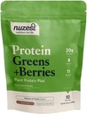 Nuzest - Protein Greens + Berries - Superfood Powder - Plant Protein Blend - 300g / 10,6 oz Pouch (10 portioner) (Cocoa, 300g)