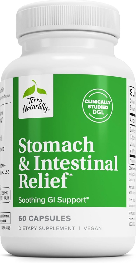 Terry natural stomac si ajutor intestinal - Supliment pentru a ajuta Digestive Health & Intestinal Lining - SIDA împotriva ocazional Digestive Disfort la Soothe Stomac - 60 capsule
