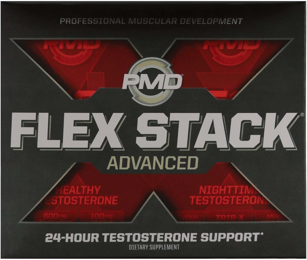 PMD Sports Flex Stack Advanced 24-Hour Testosterona Stack for Lean Muscle Growth, Strength, Recovery, Libido and Restful Sleep - N-Test 600 Advanced / 90 Liquid T-Gels, Z-Test 90 kapsulak...
