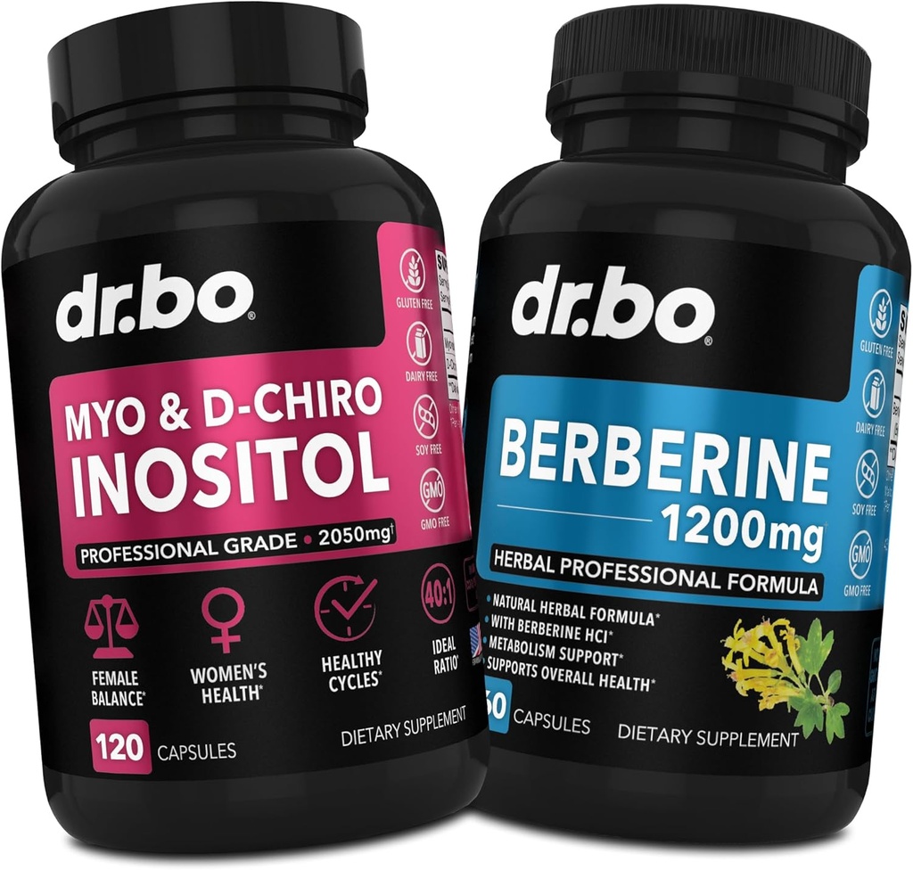 Myo-Inositol & D-Chiro Inositol & Berberine Suplemento cápsulas - Balance hormonal de apoio, ciclo menstrual regular, saúde das mulleres - 1200mg pílulas bérberinas para un metabolismo saudable