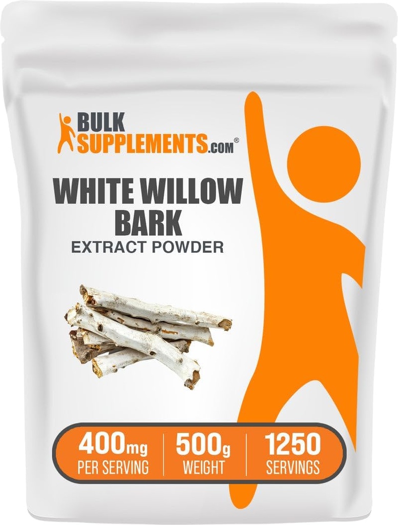 BulkSupplements.com White Willow Bark Extract Powder - Herbal Supplement, White Willow Bark Powder - Gluten Free, 400mg per Serving, 500g (1.1 lbs) (Pack of 1)