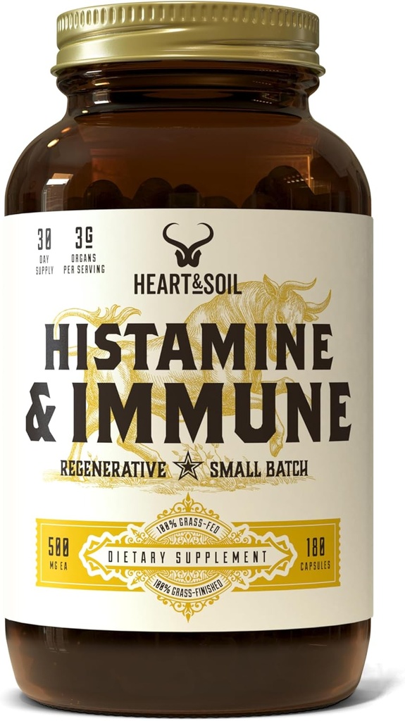 HEART & SOIL Histamine and Immunosupport ... 3000 mg DAO Enzyme-lisät, joissa on naudan Thymus, Seleeni & A-vitamiinia.