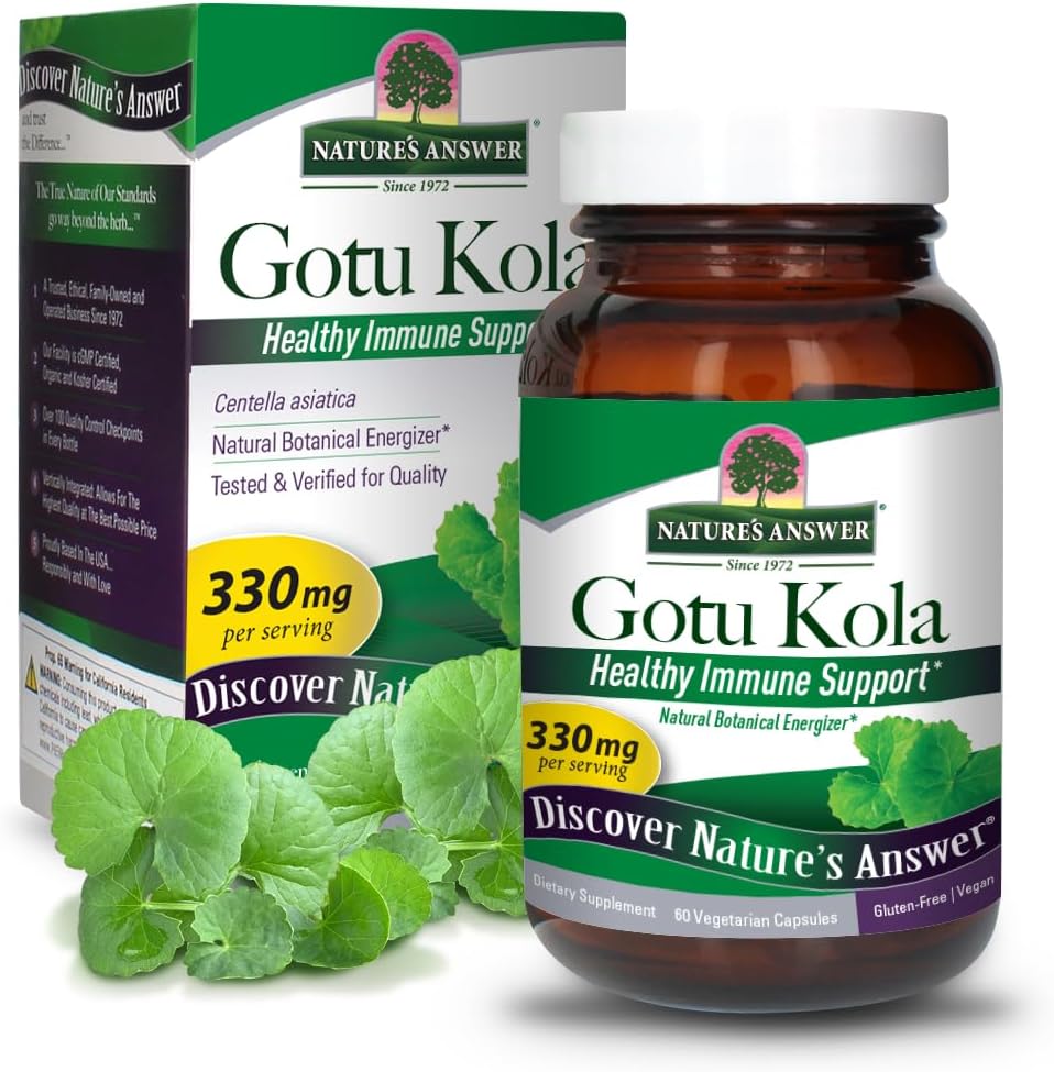 Naturens svar Gotu Kola  Diet Diett Supplement | Støtter et sunt immunsystem | laget i USA | Glutenfri, Vegan & Vegetariske kapsler 60ct