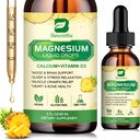 Magnesium Glycinate Complex, Magnesium נוזל טיפות עם Magnesium Citrate, Calcium, Potassium, ויטמין D3, Zinc - Magnesium Turate עבור העצם, אנרגיה, תמיכה שרירים