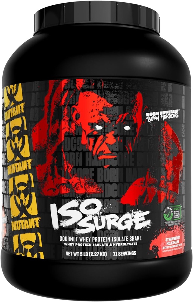 Mutáns ISO Surge Whey fehérje izolátum por Acts gyors, hogy segítsen visszaállítani, izom, tömeges és erő, 5 lb - Epres tejturmix