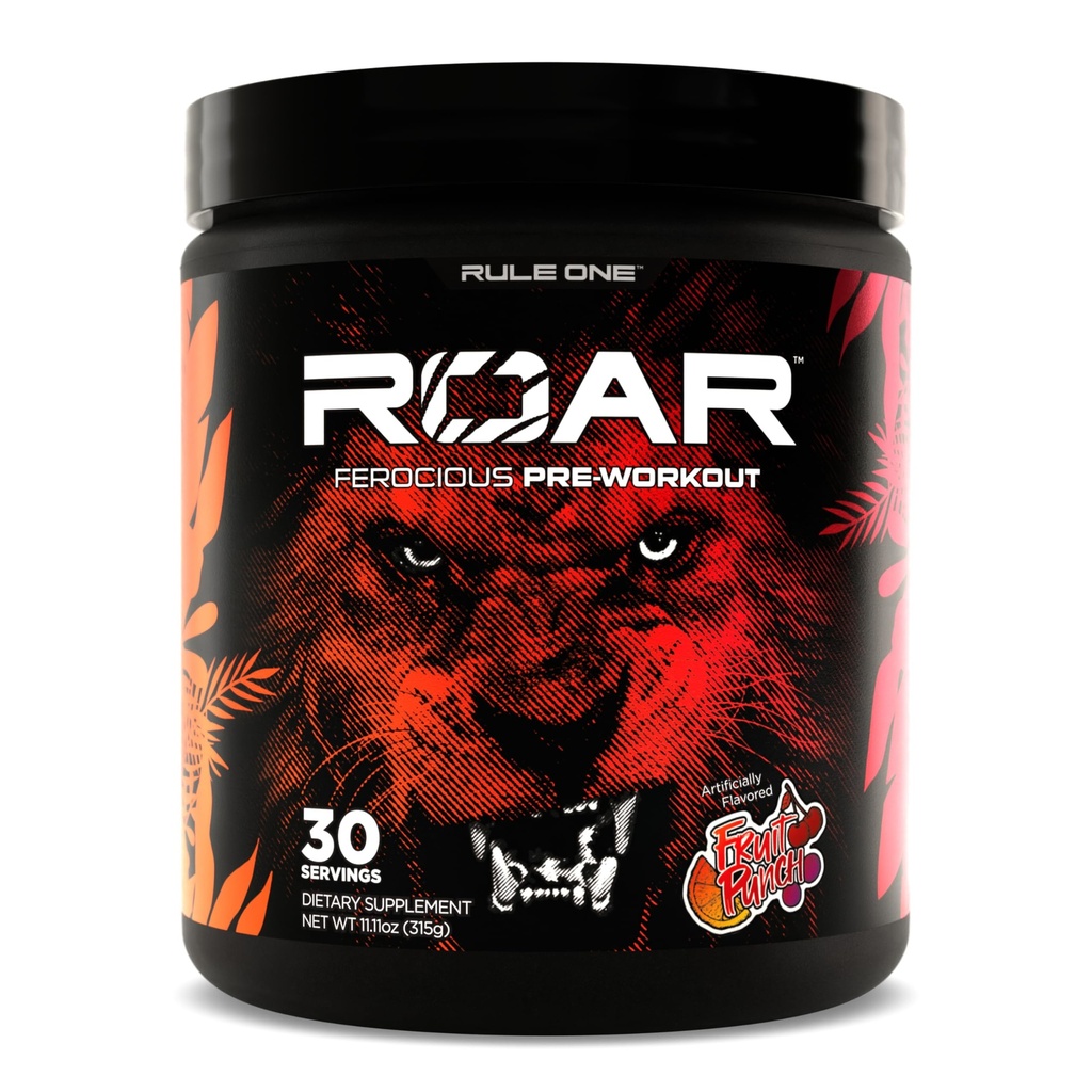 Rule 1 Proteins R1 Roar - Pre-Workout Powder with Creatine, Beta-Alanine, Citrulline, Electrolytes & Caffeine (30 Servings, Fruit Punch)