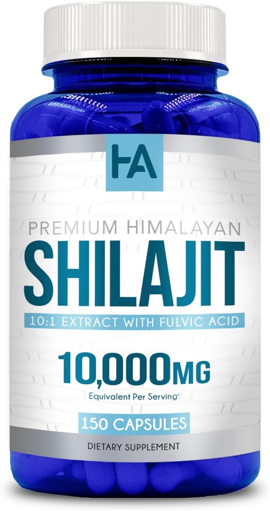 Extra Siła Shilajit Kapsułki 124; Smak Free Shilajit dla mężczyzn i kobiet 10000mg Równoważny z naturalnie pojawiających się minerałów śladowych i kwasu Fulvic 124; Wegan Non-GMO & Made in cGMP Labs (150 Sług)
