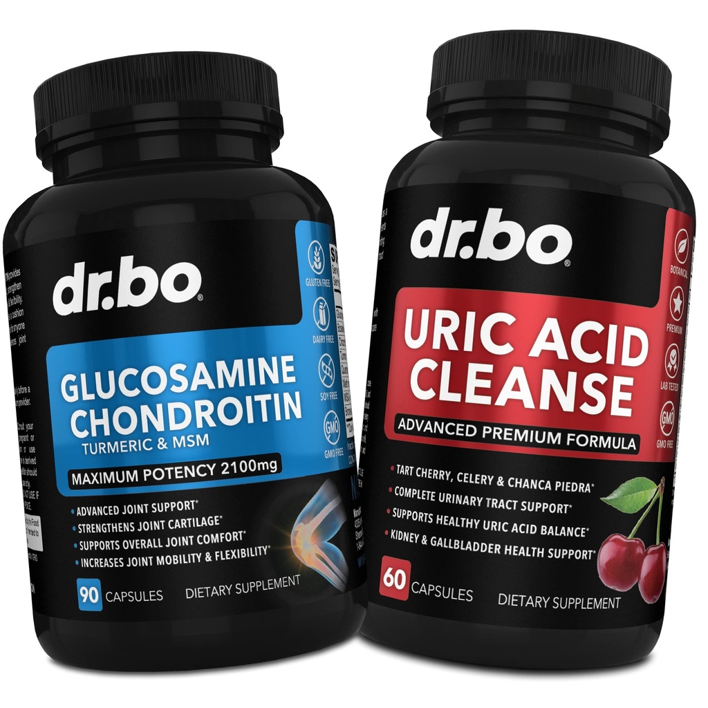 DR. BO Glucosamine Chondroitin Turmeric MSM - Uric Acid Cleanse Support Supplement