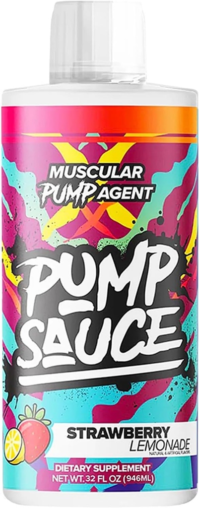 Pump Sauce Pre- Edzés - 32 oz, Strawberry Lemonade, Nincs koffein, Full Spectrum Liquid, Gluten Free, Vegan, Zéró Cukor