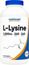 Nutricost L-Lysine 1000mg, 240 tabletti - Gluteenivaba, mitte-GMO ja taimetoitlane sõbralik