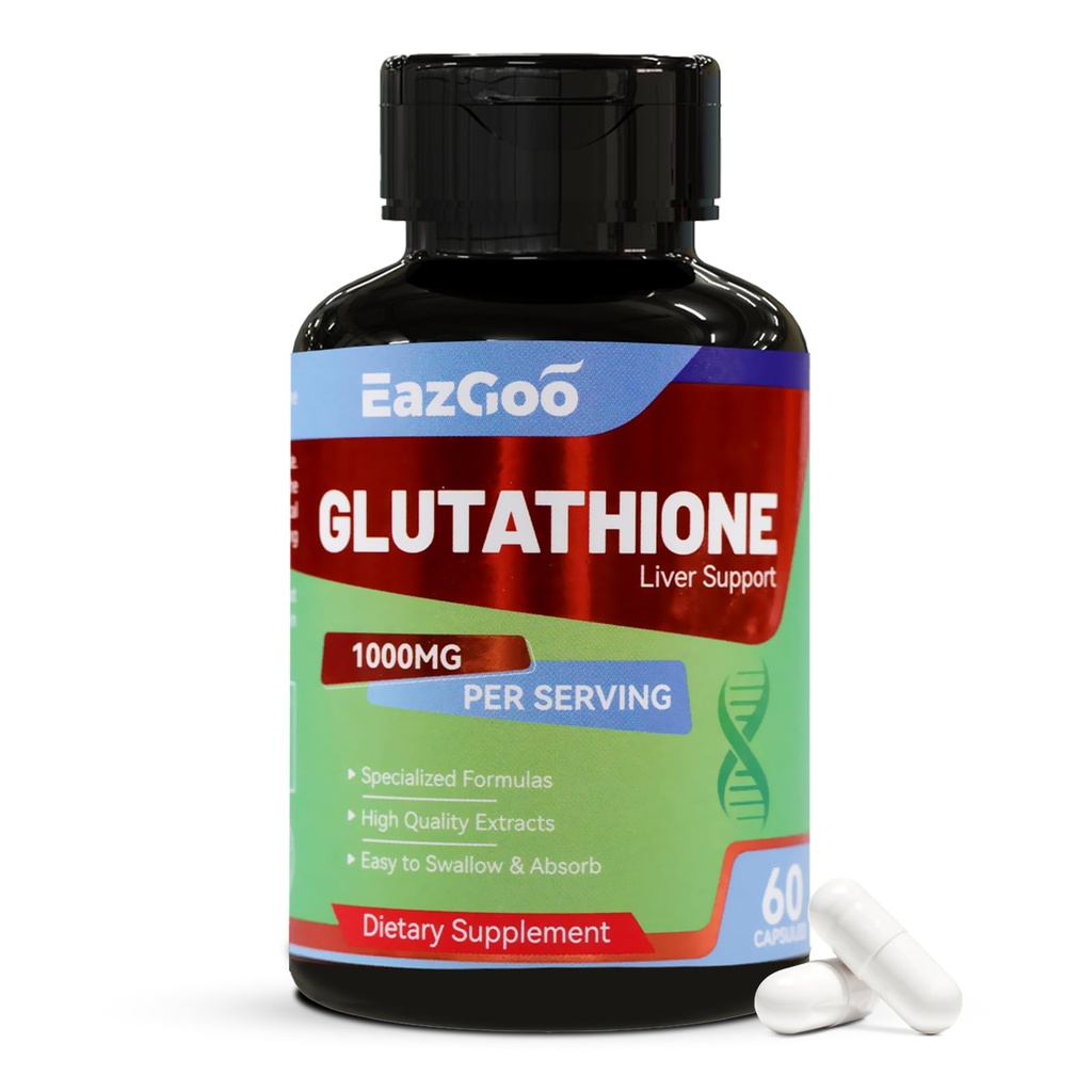 Glutathione Supplement 1000mg Antioxidant Supplement - Premium Vegan Formula for Immune Support, Skin Brightening & Liver Detox – Allergen-Free, Non-GMO, Effective Wellness Boost (60 Capsules)