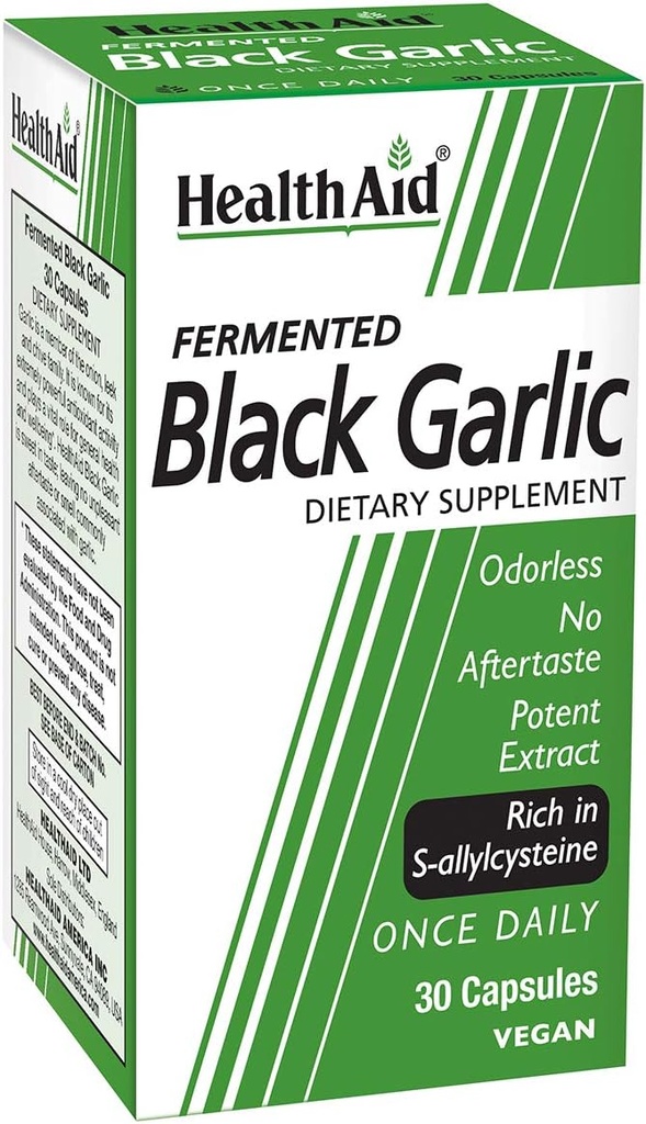 HealthAid Fermented Black Alho – Uma vez-Daily Odorless Softgel 30 Softgels Rico em S-Allycysteine Vegan & Non-GMO