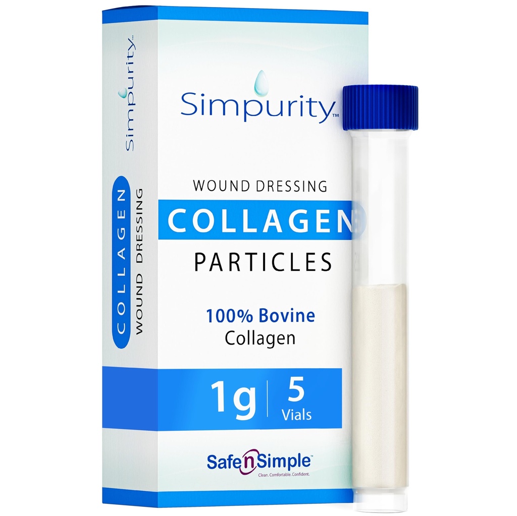 Powdered Collagen Wound Dressing - 1g Vials - 5 Count - Medical Grade Bovine Collagen Powder for Wounds, Non-Adherent Collagen Dressing Powder for Chronic and Acute Wound Care