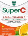 Vicks Super C Energize + Relevantna dnevna prehrana dodatek z vitaminom C, B vitamini, zeleni čaj, ginseng, in kurkuma ekstrakti, ki pomagajo obnoviti bistvene vitamine*, 28 Kapleti
