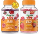 Livlig järn & Vitamin C Kids + Zink 25mg Kids, Gummies Bundle - Stor smak, vitamintillskott, Gluten Free, GMO Free, Chewable Gummy