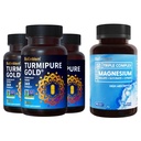 BioEmblem Triple Magnesium Complex and BioEmblem Turmeric Curcumin with Clinically Studied TurmiPure - Joint Support, Healthy Inflammation Turmeric Supplements