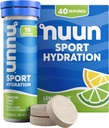 Nuun Sport Electrolit Tablete cu magneziu, calciu, potasiu, clorura & sodiu, gluten Free & Vegan, Lămâie, 4 Pachet (40 Serviri Total)