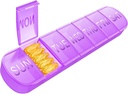 Nedēļas piltuve Organizators 1 Laiks dienā, Travel Pill Box 7 Day Extra Liels Iedalījumi Vitamīna turētājs, Dienas piltuve Konteiners 7 dienu XL Medicīna Dispenser zivju eļļas gadījumā (Purple)