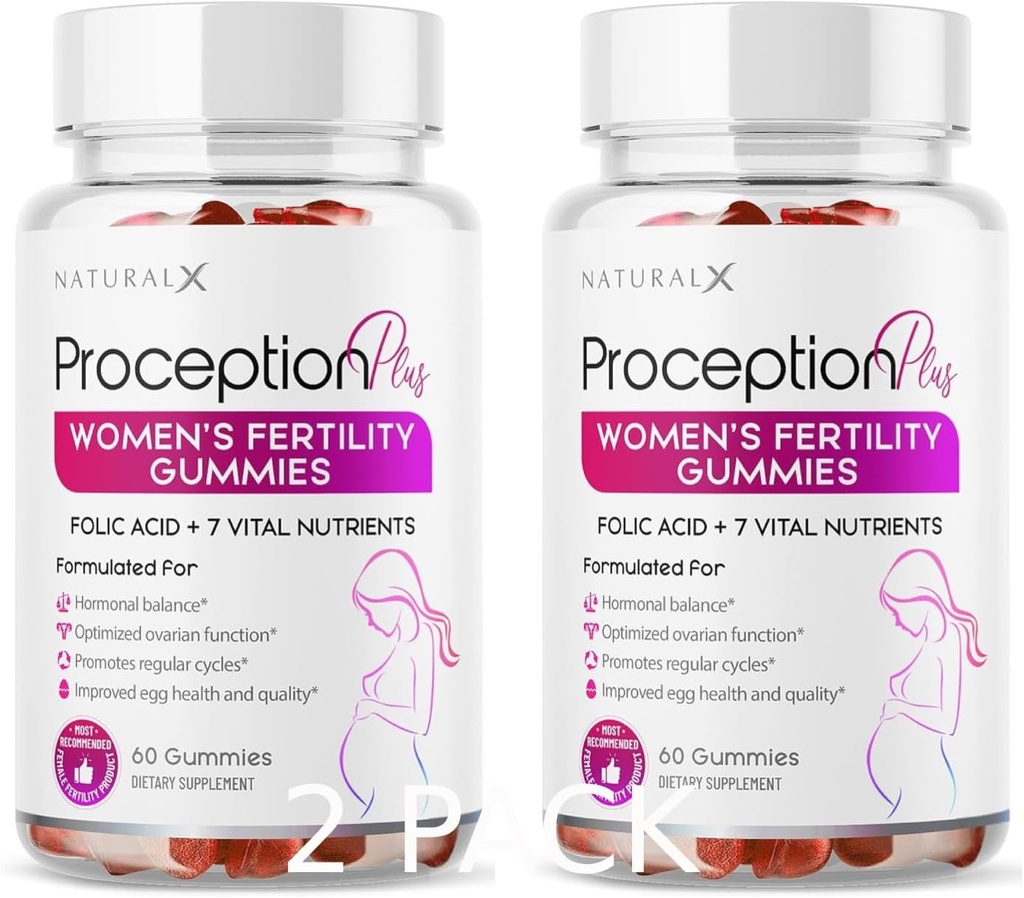 Fertility Gummies for Women - Myo-Inositol, Folic Acid, Biotin, B Vitamins - Inositol Supplement for Female Fertility Support, Hormone Balance, Ovulation, Prenatal Conception (60 Gummies, 2 Pack)