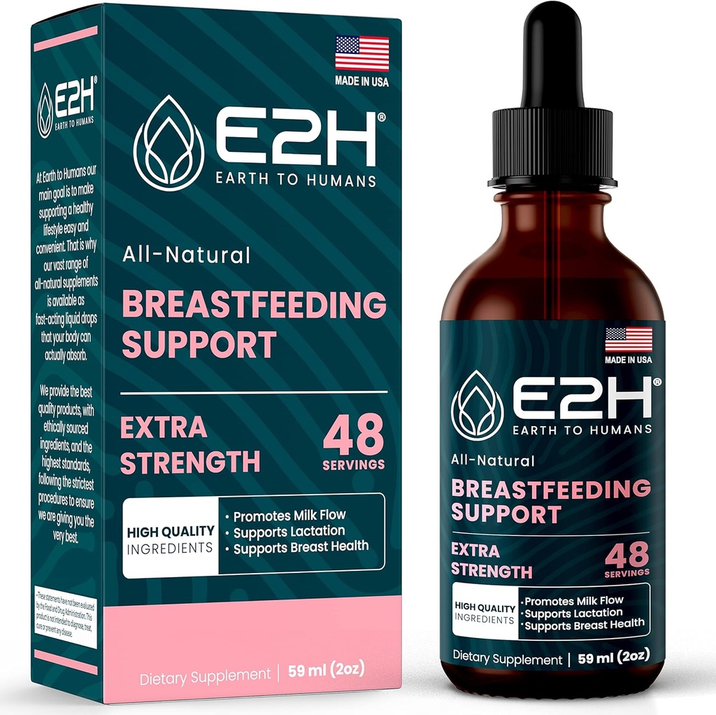 E2H Breastfeeding Supplement and Lactation Support - Liquid Lactation Supplement - Enthält Fenugreek, Milchdistel, Fenchel und mehr - Kein Alkohol - Vegan - 2 Fl Oz