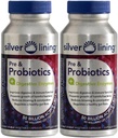 Silver Lining Pre & Probiotics + Digestive Enzymes  по 50 млрд. CFU/Active Cells подръжка на Digestive & Имунната функция, Reduces Bloating  по подразбиране Формула по подразбиране 240 (Pack of 2)
