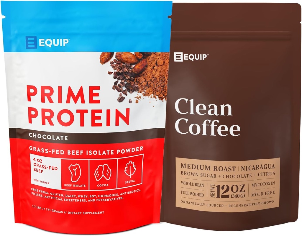 Equip Foods Prime Protein pulveris Šokolāde un zelta Standarta tīra kafija