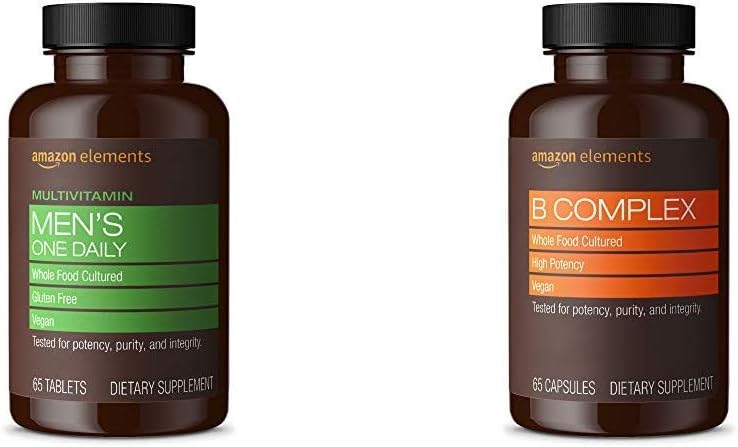 Elementit Men's One Daily Multivitamiini (65 tablettia) ja elementit B Complex (65 kapselia)