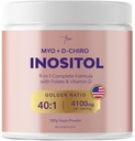 QSTA Myo-Inositol & D-Chiro Inositol Supplement for kvinner 4100mg (40:1 Ratio) - 9-i-1 Hormonal & Metabolic Support med PCOS Multivitaminer. Inositol pulver Supplement for hormonbalanse