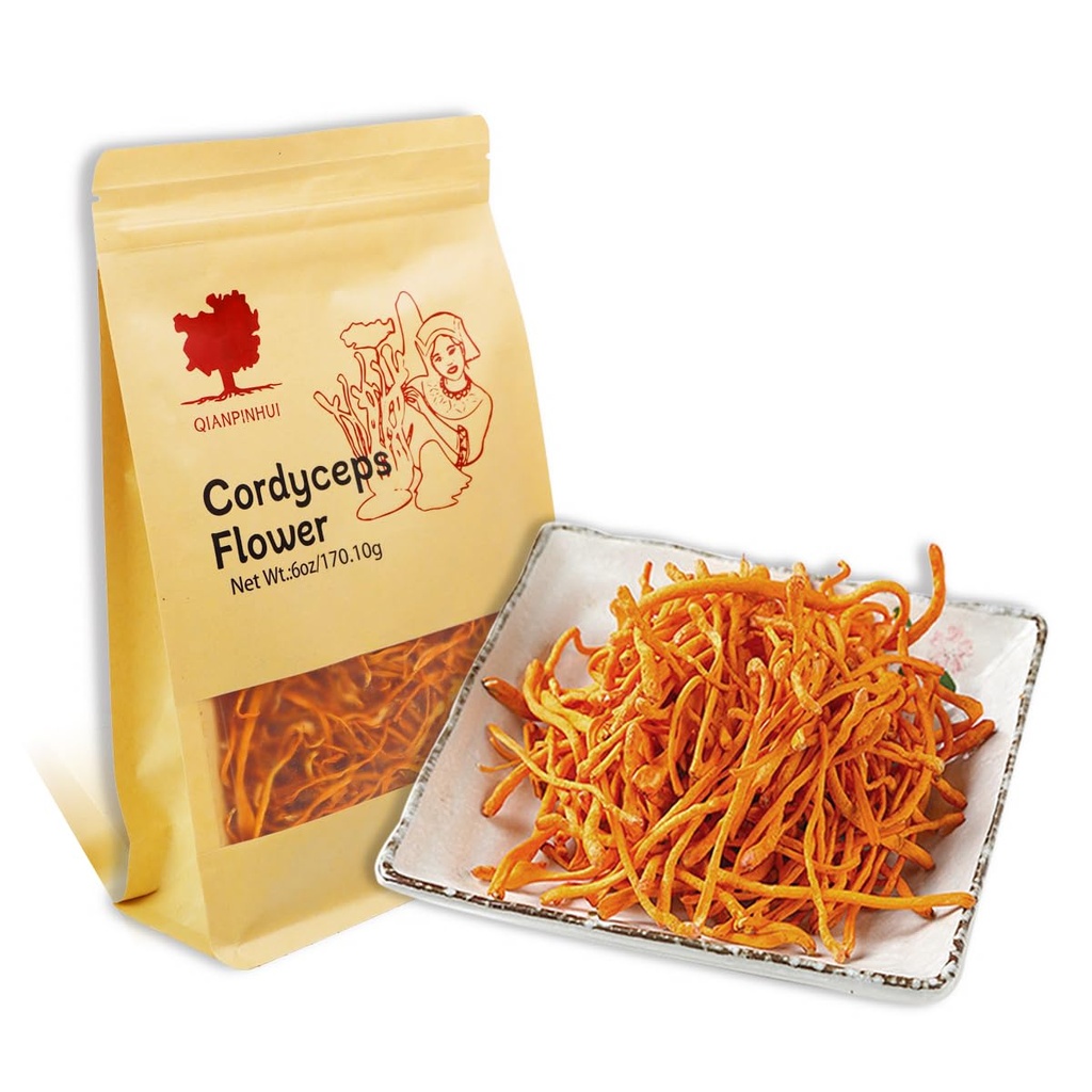 QIANPINHUI Cordyceps Çiçek Tüm kuru Cordyceps Mushroom 6oz - Soup/Cooking/Cooling/Tea Making