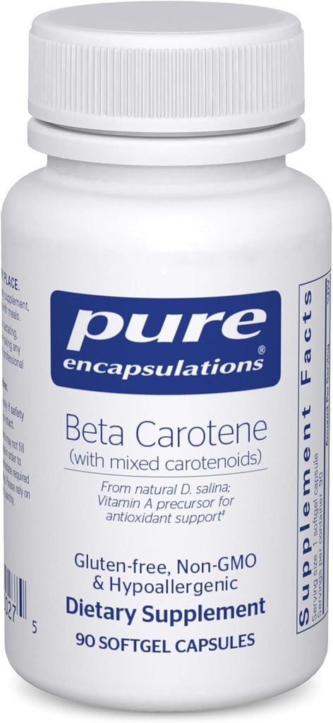 טהור Encapsulations Beta Carotene (עם carotenoids מעורב) | Hypoallergenic Antioxidant ו- ויטמין A Pre תוסף