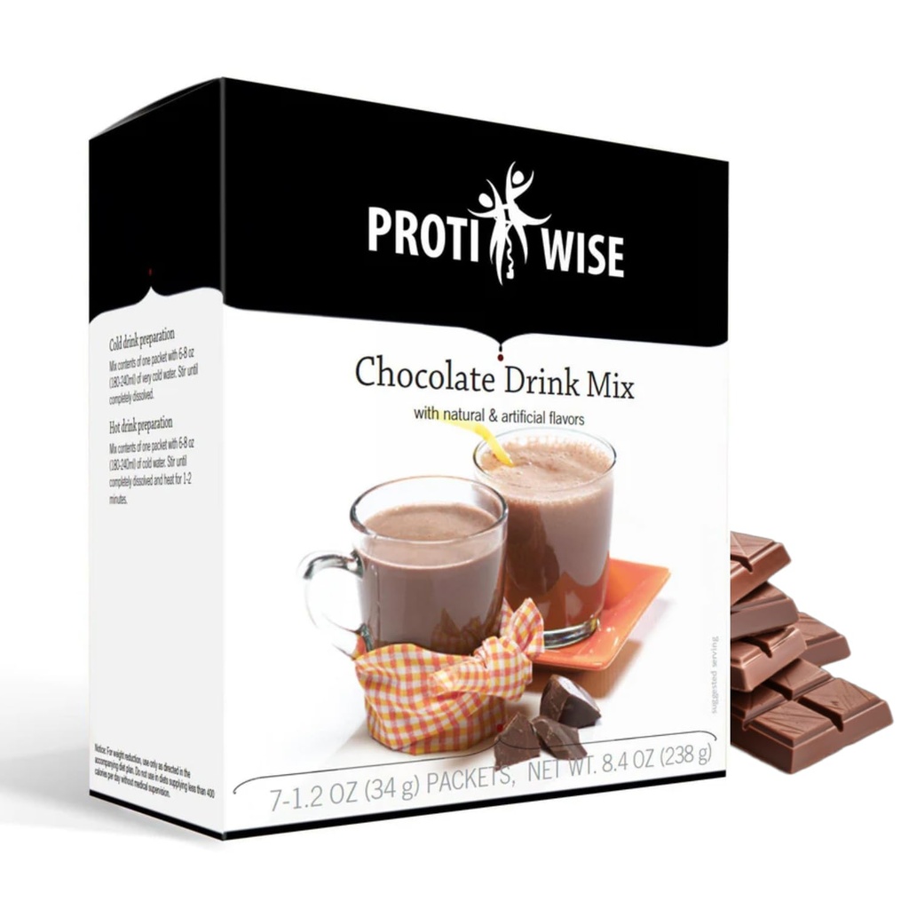 Protiwise High Protein Drink Mix: 124; Czekoladowy: 124; Niski poziom kalorii, niski tłuszcz, niski cukier, Keto Friendly: 124; 7 / Box