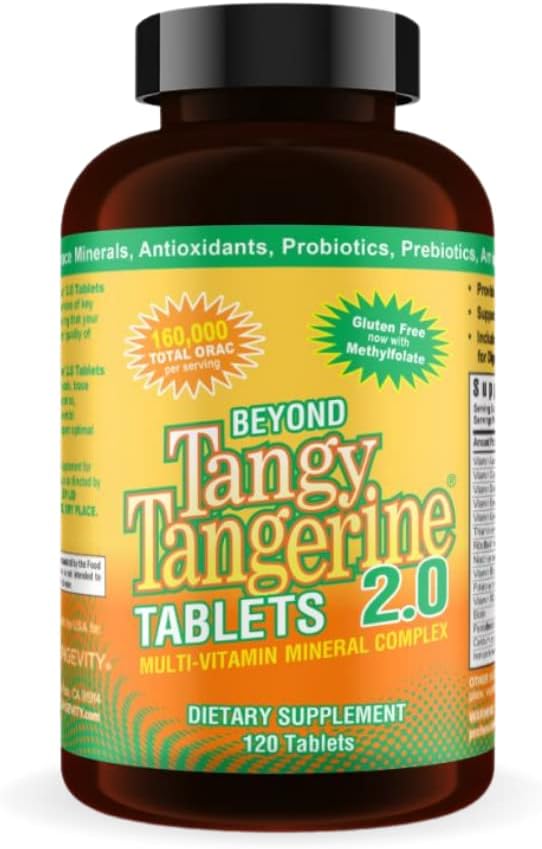 Youngevity Beyond Tangy Tangerine 2.0 Multi-Vitamin & מינרלים Complex - Made with Natural & Whole Foods - 160,000 ORAC