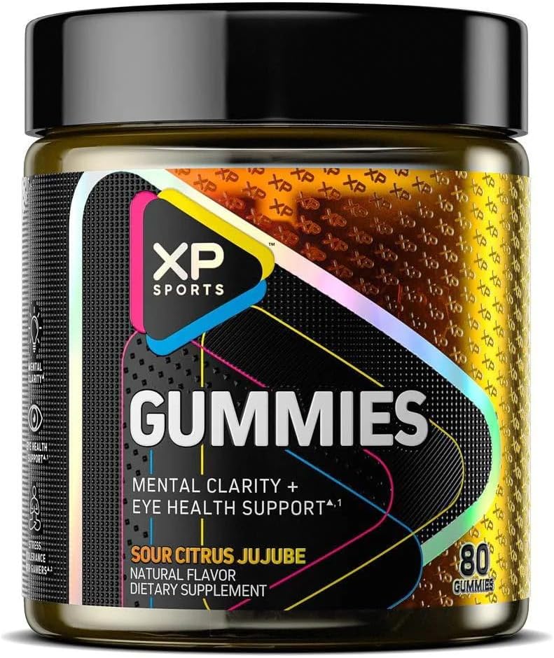 性能运动 Gummys – 精神清晰和眼睛健康支持,Sour Citrus Jujube Flavor,认知焦点和视觉护理补编,80 Gummys