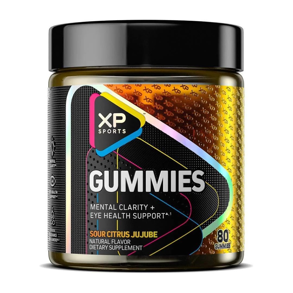 Performance Sports Gummies – Mental Clarity & Eye Health Support, Sour Citrus Jujube Flavor, Cognitive Focus & Vision Care Supplement, 80 Gummies